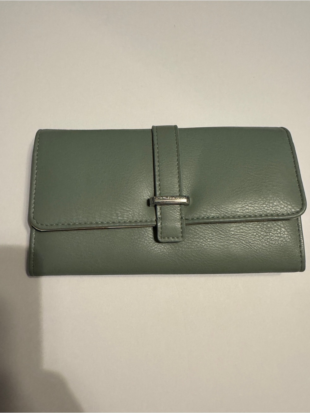 mundi Sage Green Leather Strap Wallet